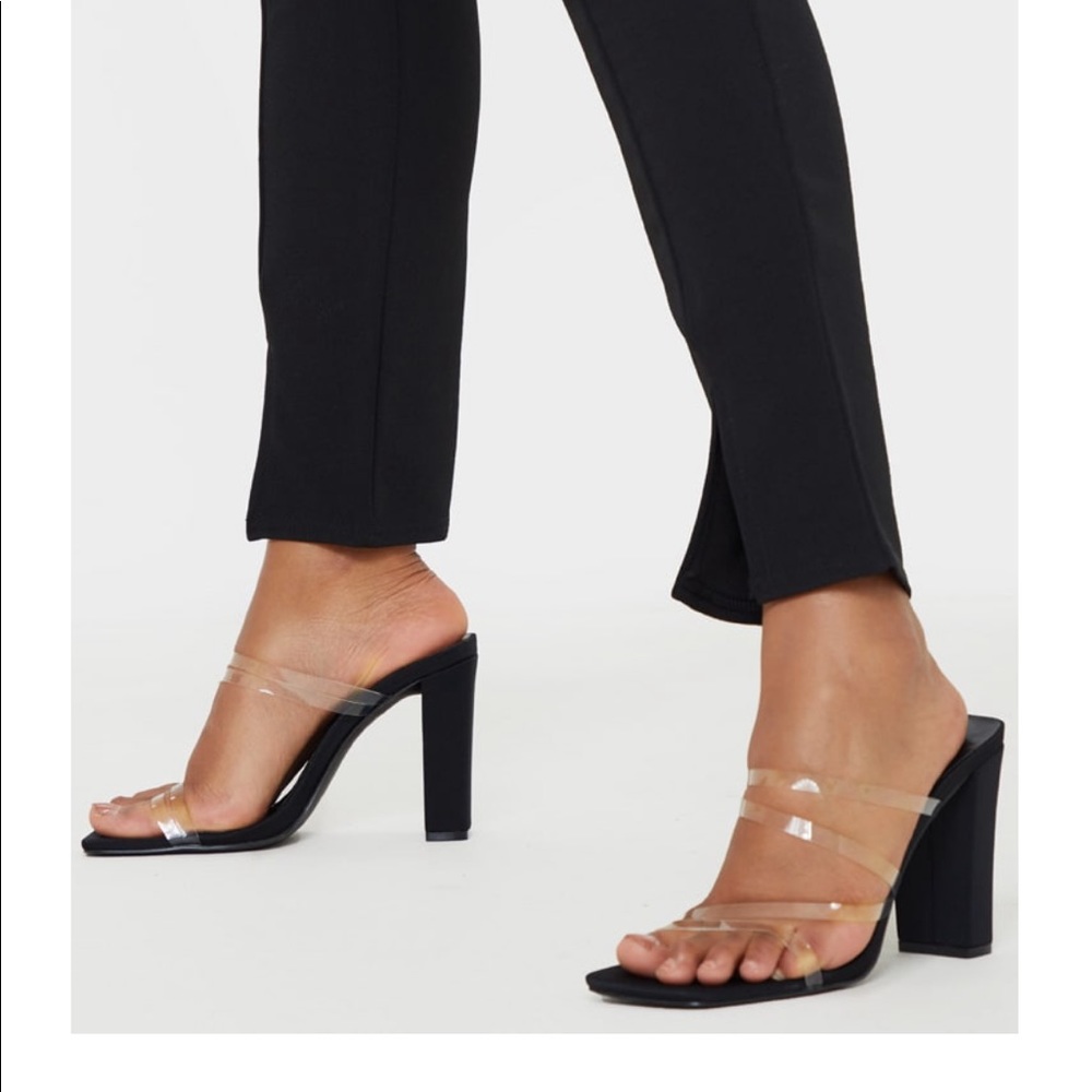 PLT perspex and black strappy heel sandals